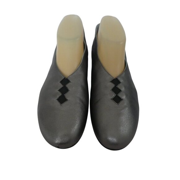 Thierry Rabotin Grace Pewter Wash Silver Italian Leather Flats Women 38.5 US 8.5 - Picture 6 of 12
